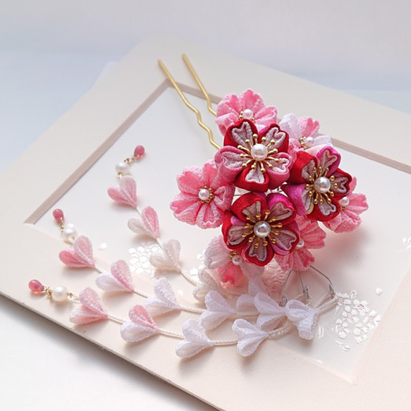 桜ブーケのつまみ細工かんざし かんざし おかめつまみ屋 通販 18475357  