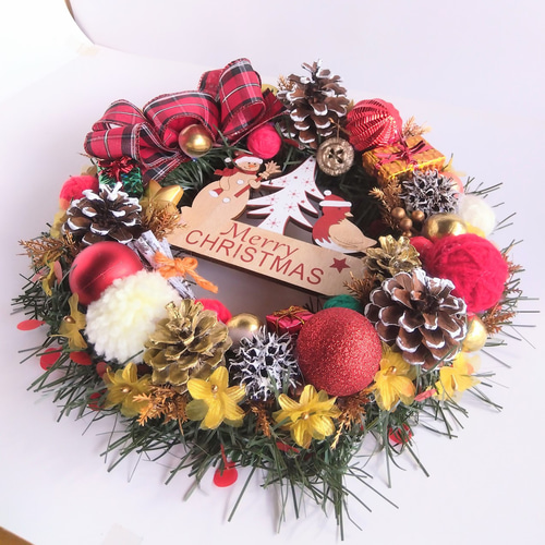 クリスマス 大き目サイズのクラシックなクリスマスリース リース