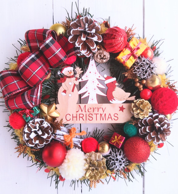 小さめ♪クリスマスリース♪♪ クリスマスリース ハンドメイド 14㎝ 小さめ りんご 玄関リース 冬
