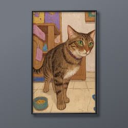 絵画 | イラストポスター 94 ☆ 【振り返った橘猫ちゃん】 絵画