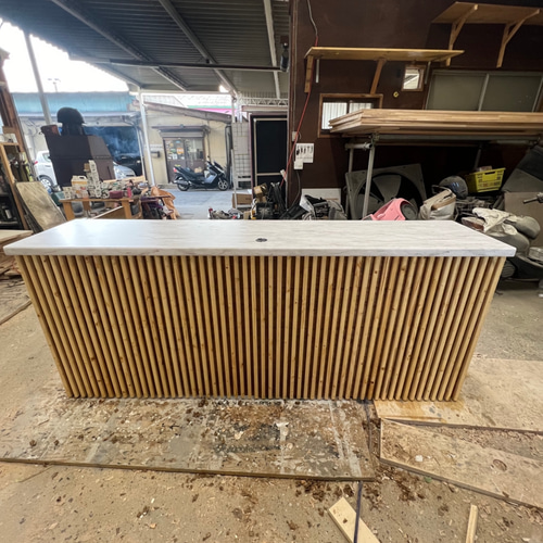 フラット】カウンター 天板メラミン仕上げ オシャレ 幅140×高さ105