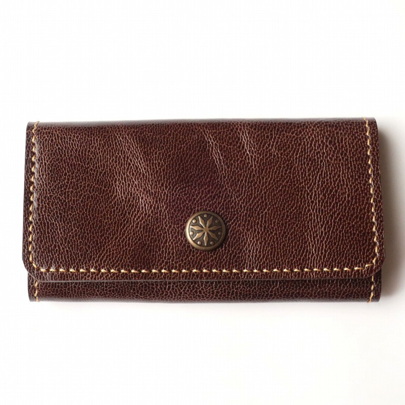 キーケース ダークブラウン 本革 手縫い #183