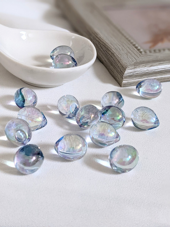 ドロップ ビーズ オーロラ アソート 15㍉ 20個 しずく オーロラ 透明 パーツ 2枚目の画像