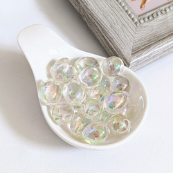 ドロップ ビーズ オーロラ アソート 15㍉ 20個 しずく オーロラ 透明 パーツ 3枚目の画像