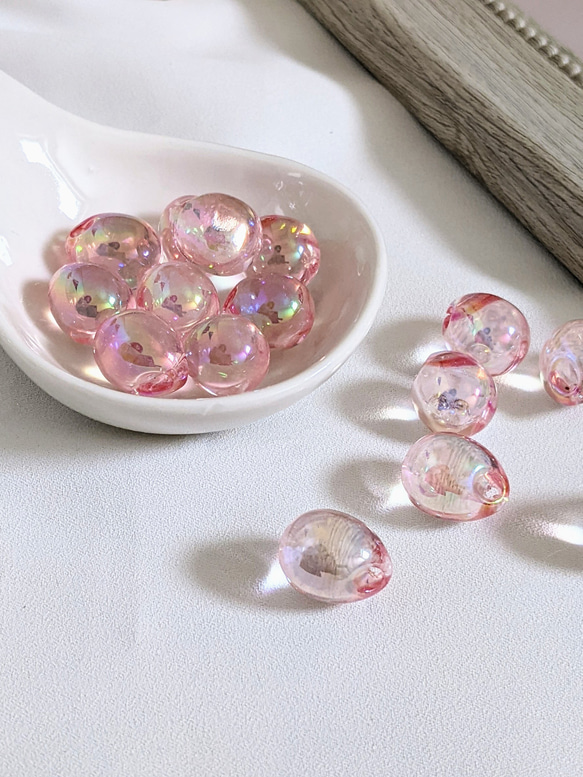 ドロップ ビーズ オーロラ アソート 15㍉ 20個 しずく オーロラ 透明 パーツ 4枚目の画像