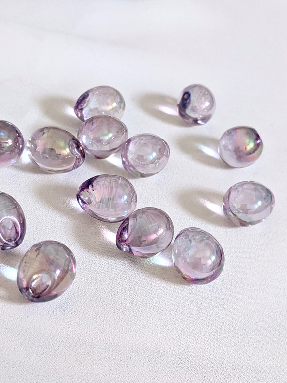 ドロップ ビーズ オーロラ アソート 15㍉ 20個 しずく オーロラ 透明 パーツ 5枚目の画像