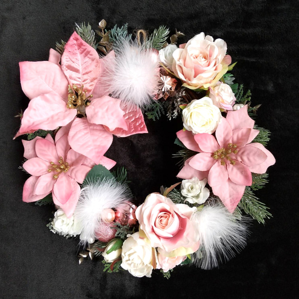 233】フラワーリースクリスマスリース布リース
