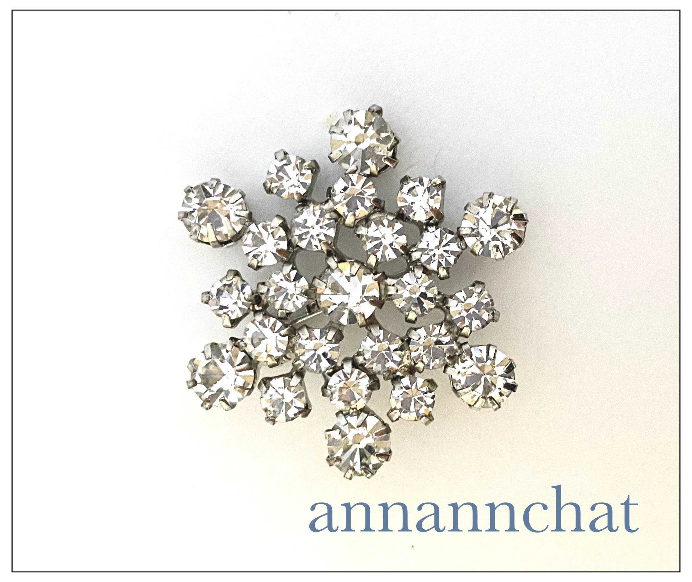 【ビンテージ 　ラインストーン　雪の結晶　ブローチ】19６0年代