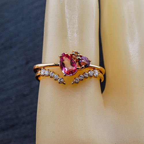 K18　天然ダイヤモンド　フォークリング　G-001 K18天然ダイヤモンドフォークリングG-001