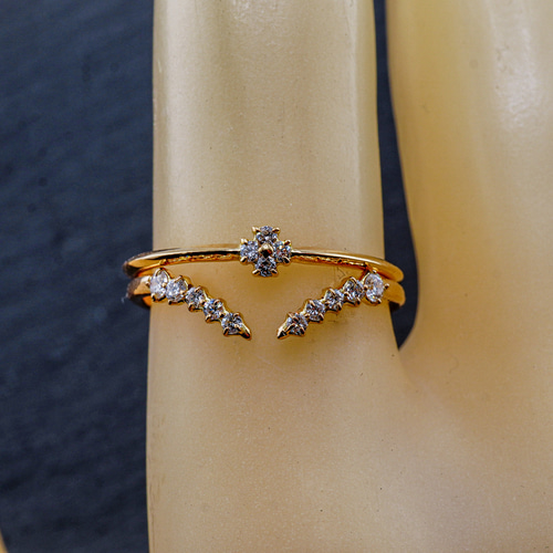 Ｋ18フォークリング k18 リング レディース パール ダイヤモンド フォークリング