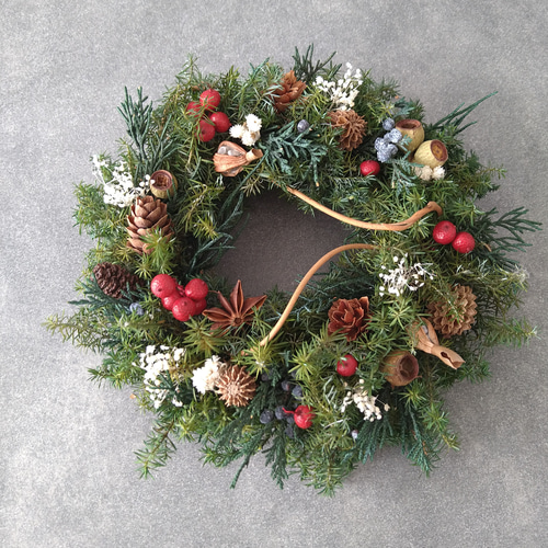 森のクリスマスリース*red プリザーブドフラワー tetateto 通販