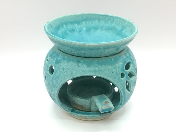 緑の茶香炉（陶器、トルコ釉使用）