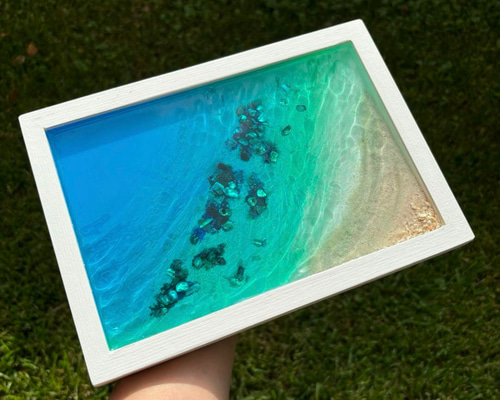 サンゴ礁が見える海 レジンアート オーシャンアート 海アート