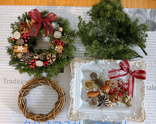 クリスマスリースキット ハンドメイドキット 手作りキット 15cm G