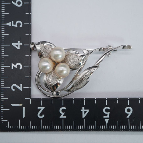 アコヤ本真珠ブローチ 強テリ上質花珠級約6.5-6.7mm日本産あこや×3pcs