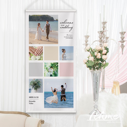写真・プロフィール入りウェディング本格タペストリー / photo_square ★名入れ【結婚式 ウェルカムボード】 1枚目の画像