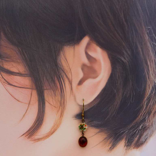 ヴィンテージフランス＊レッド＊イヤリング＊ピアス＊no.725 