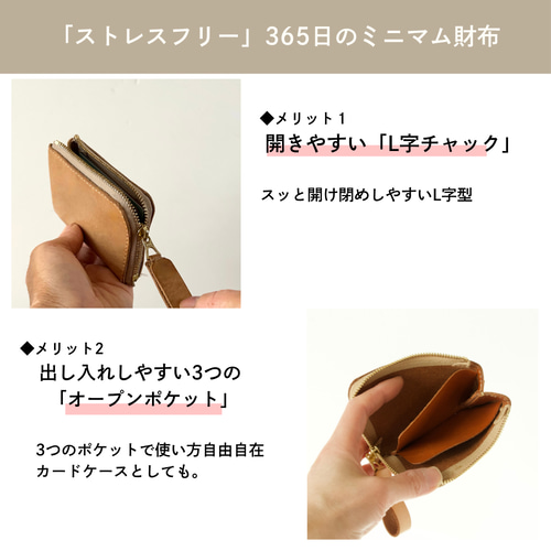 小さい財布 カードサイズのミニサイズ L字ファスナー （メンズ