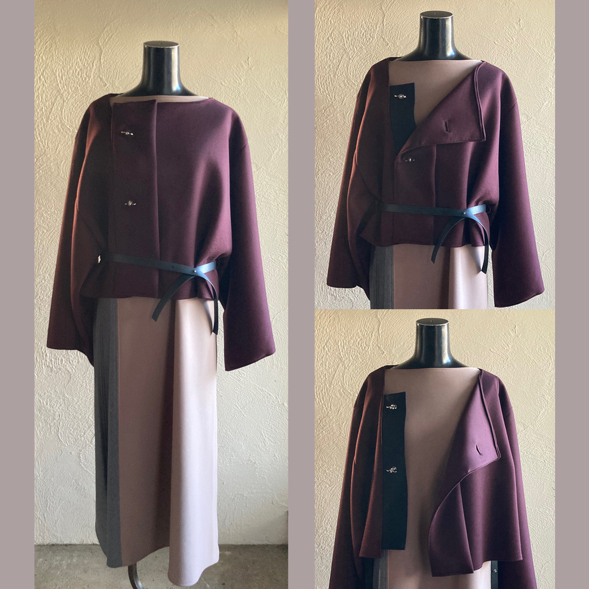 【一級建築士がつくる服】ショートコート　ジャケット　ボルドー