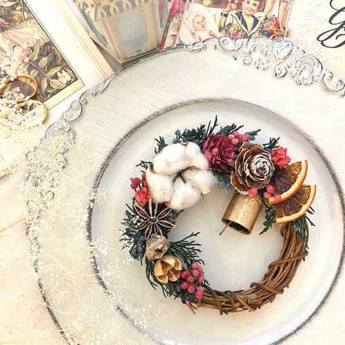 No.R5♡Sold outミニリース クリスマスリース ミニビーズリース ミニクリスマスリース赤 クリスマス クリスマスリース ドアリース ドア