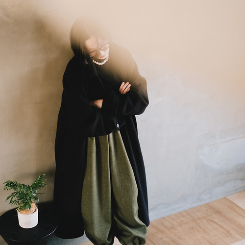 ウールライクのバルーンパンツ シャンブレーシャークスキン アラジン