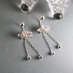 【MSP285】SV　揺れる　蓮のピアス／アレルギー対応／つけっぱなしOK／ねじ式ピアス　Silver925 5枚目の画像