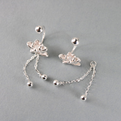 【MSP285】SV　揺れる　蓮のピアス／アレルギー対応／つけっぱなしOK／ねじ式ピアス　Silver925 4枚目の画像