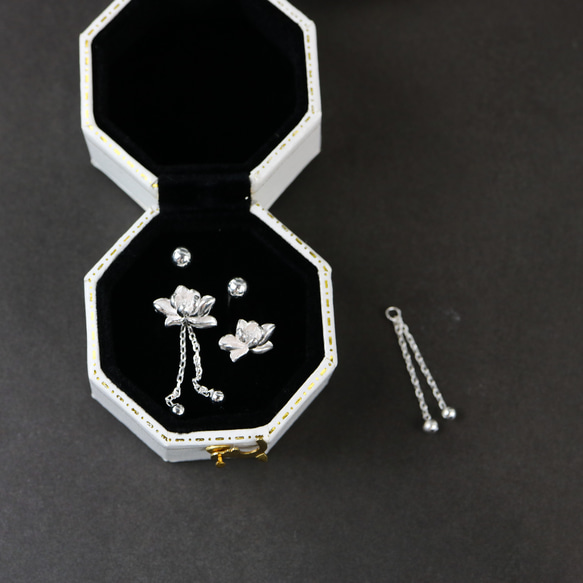 【MSP285】SV　揺れる　蓮のピアス／アレルギー対応／つけっぱなしOK／ねじ式ピアス　Silver925 7枚目の画像