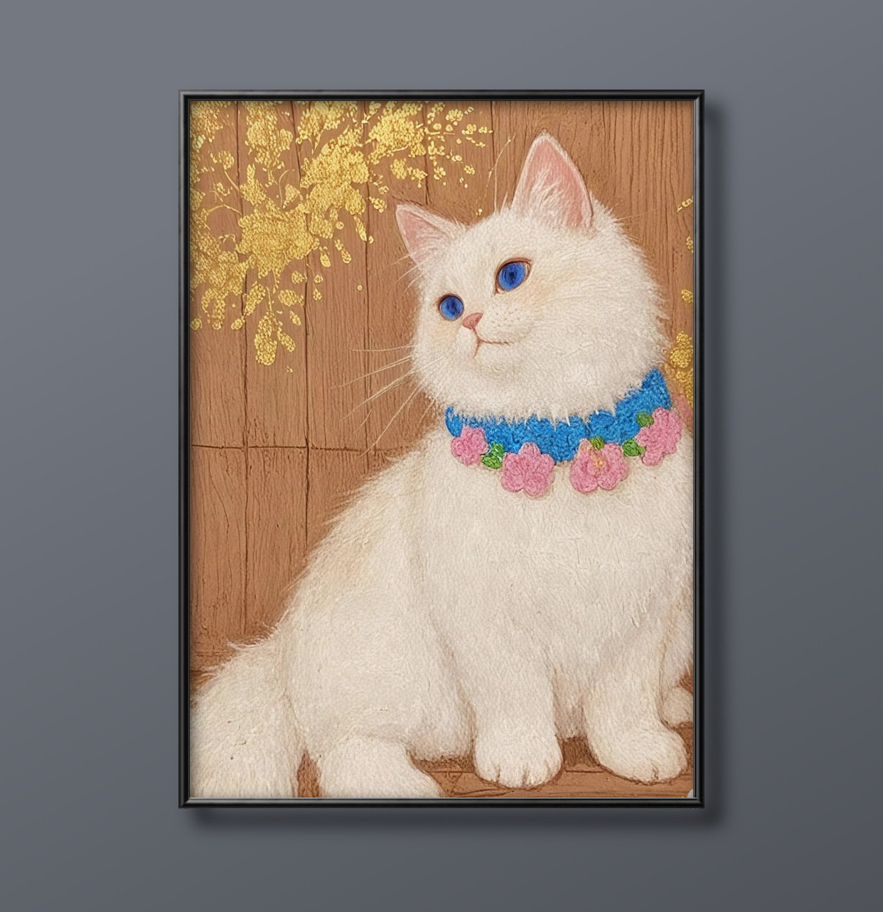 油絵◆画家の描いた絵画作品◆白猫好きな方に♪