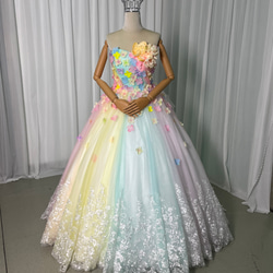 半額に値下: ロングトレーン　3Dお花の飾りがたくさんプリンセスタイプ　新古品 1c1f1adceb1ffe9cb826a1522b9ebd