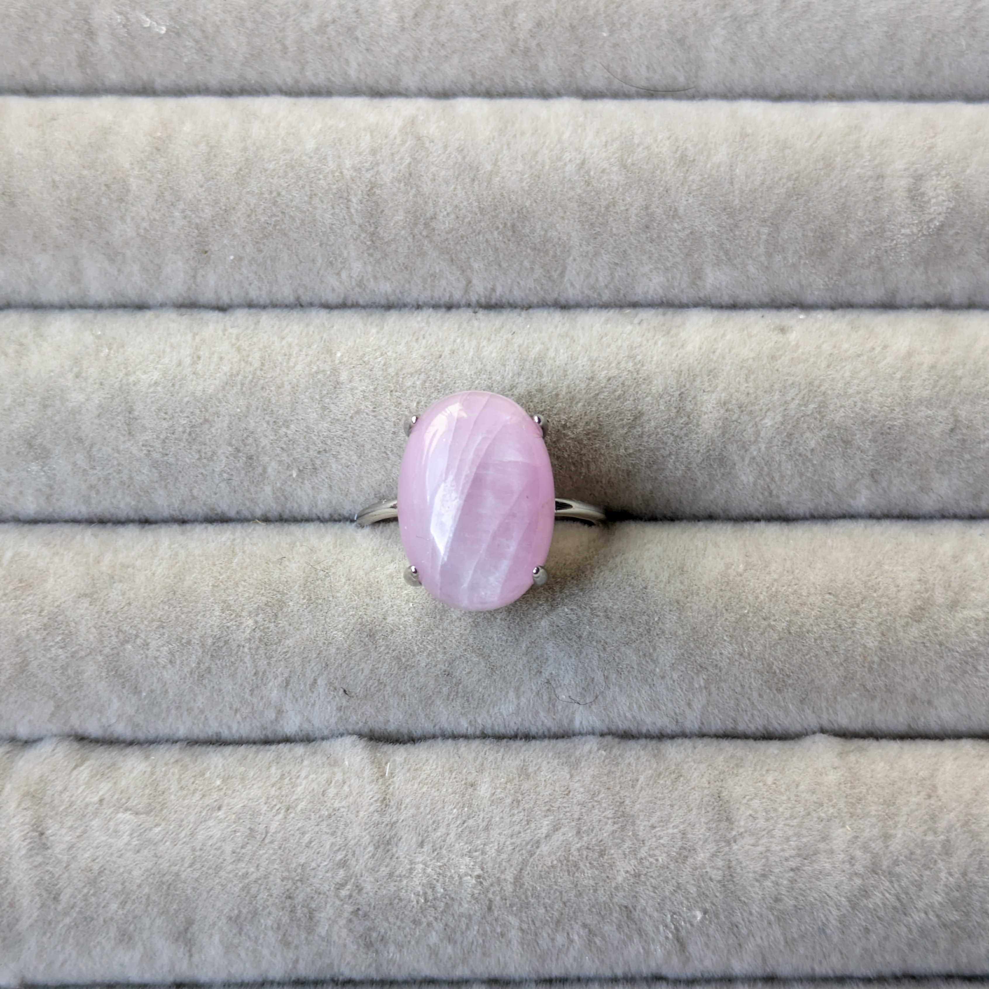 【9月誕生石】クンツァイト 14×10mm SV925リング ナイジェリア産AAA- フリーサイズ Creema限定