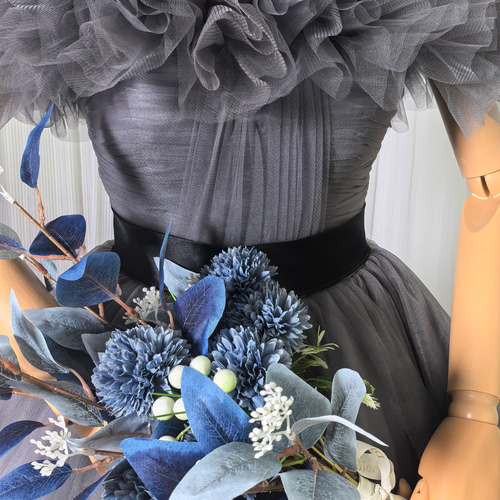 送料無料！カラードレス 取り外しオフショルダー グレー ベルト 大人っ  