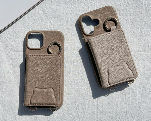 動物柄 スマホショルダー iPhone Galaxy ケース ミラー付き
