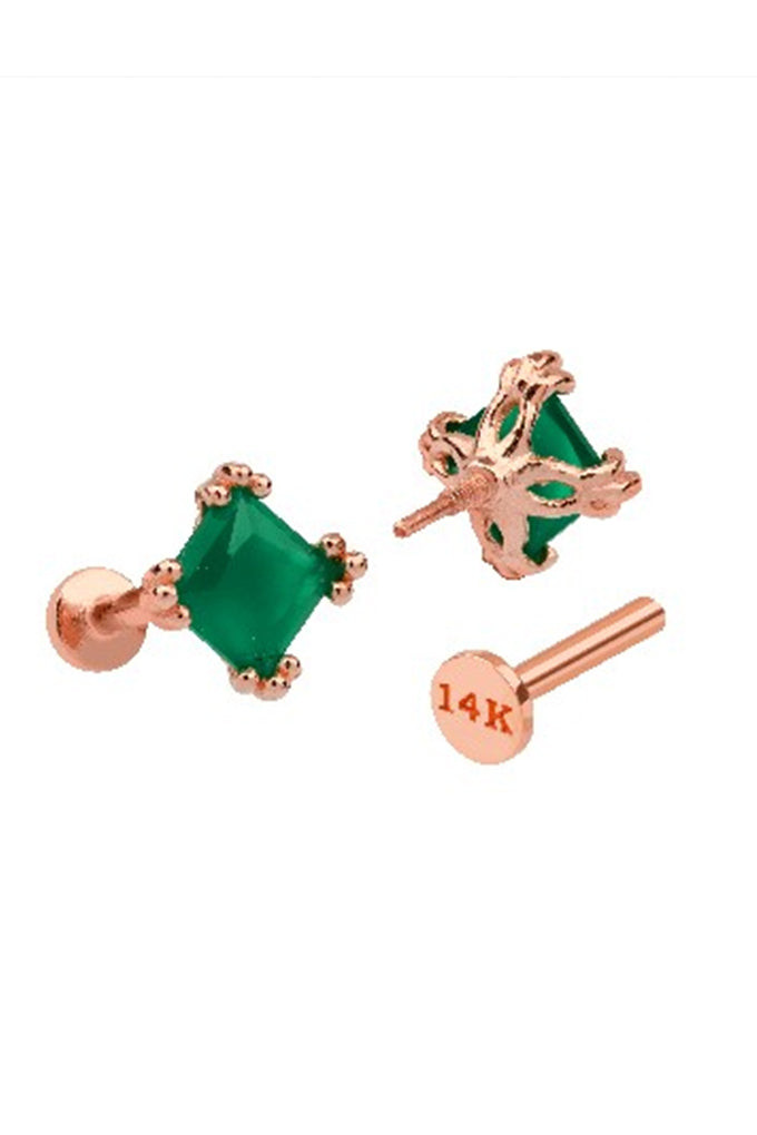 14K金 ゴールド 正方形 ヘリックス 軟骨 アンチトラガス アウター インナーコンク イヤリング ピアス ラブレット