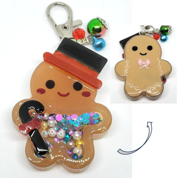 ハンドメイド ジンジャーマンシェイカーキーホルダー クリスマス