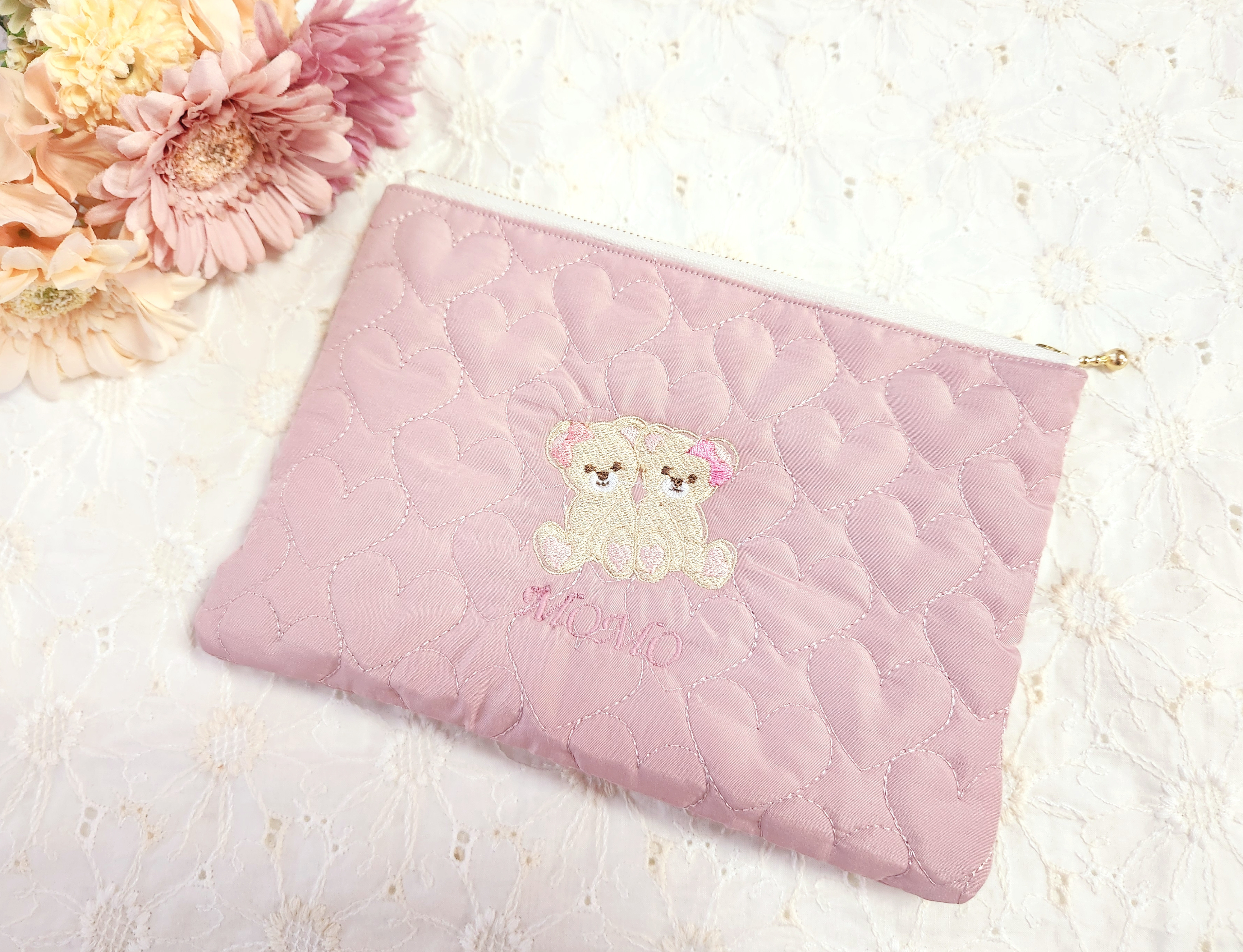 名入れ 名前入れ お名前刺繍 ハンドメイド ポーチ 母子手帳ケース 通帳