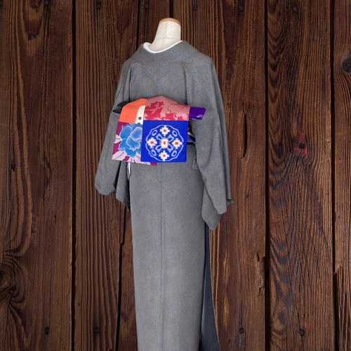 *絹お着物リメイク　パッチワーク*18　大人の兵児帯　半幅帯　長尺　ハンドメイド 絹お着物リメイク パッチワーク*20 大人の兵児帯 半幅帯 長尺