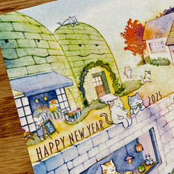 2025 年賀状　ポストカード　5枚入り　朝焼けが彩るヘビの街 6枚目の画像