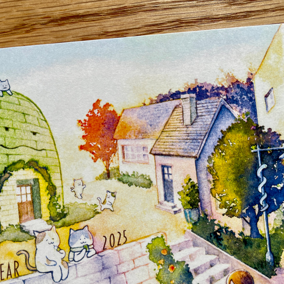 2025 年賀状　ポストカード　5枚入り　朝焼けが彩るヘビの街 8枚目の画像