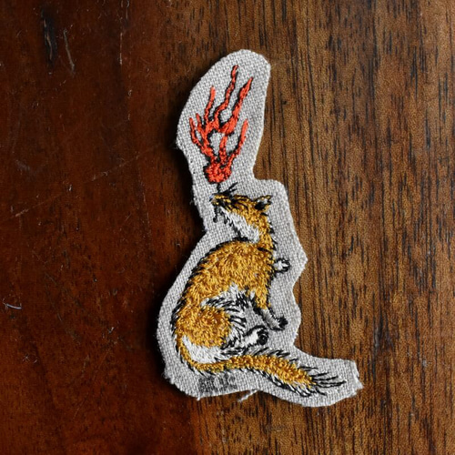 刺繍のあっぷりけ[暗闇の怪火_正体は…狐火]浮世絵の妖怪 ワッペン