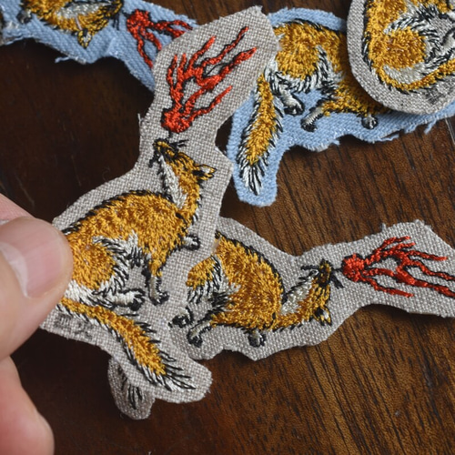 刺繍のあっぷりけ[暗闇の怪火_正体は…狐火]浮世絵の妖怪 ワッペン