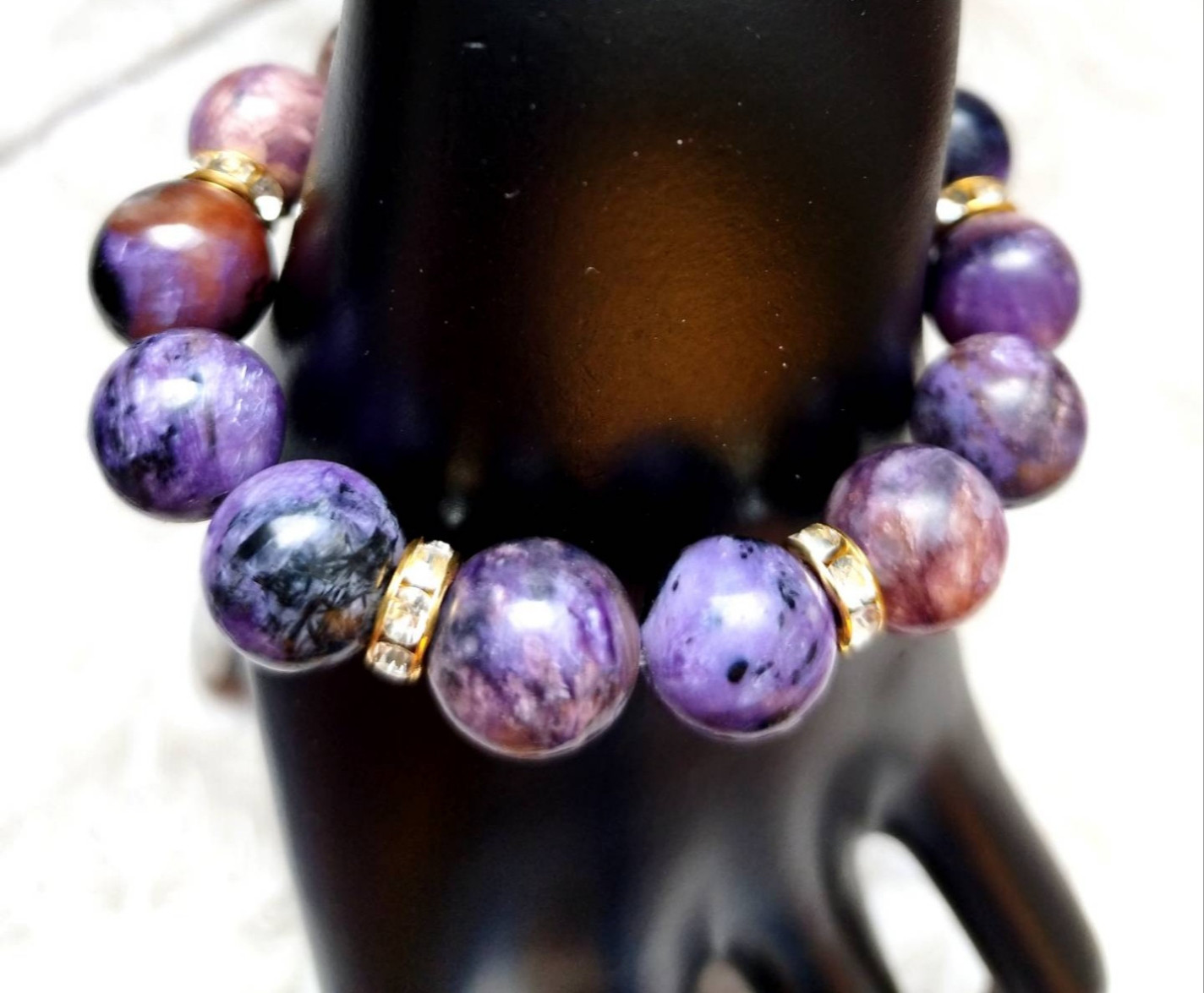 マーブルチャロアイトの数珠ブレスレット