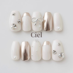 サイズオーダー】nailtipフレンチネイル リボンネイル ハート