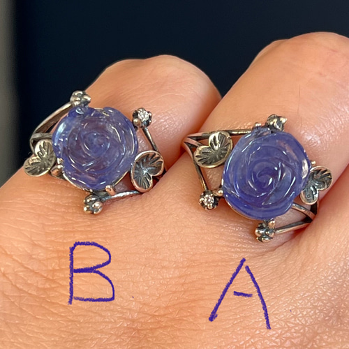 イギリス発送 トップグレード 天然タンザナイト バラリング 指輪