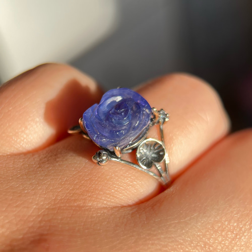 イギリス発送 トップグレード 天然タンザナイト バラリング 指輪