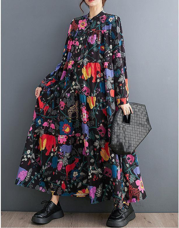 大きいサイズ レディース ロング ワンピース 花柄 春 秋冬 新品