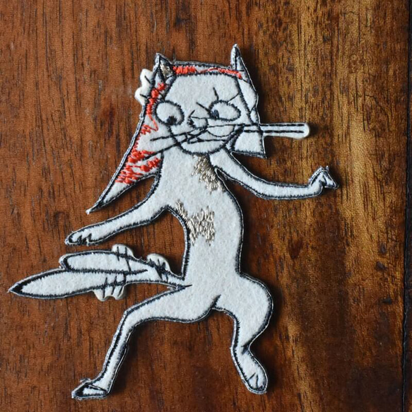 刺繍のワッペン[大変よくできました!大でき猫マタ]浮世絵妖怪 ワッペン