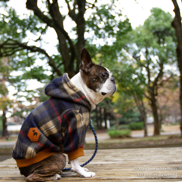 イギリス風 タータンチェック柄 フリース パーカー☆ 犬服 ペット服 