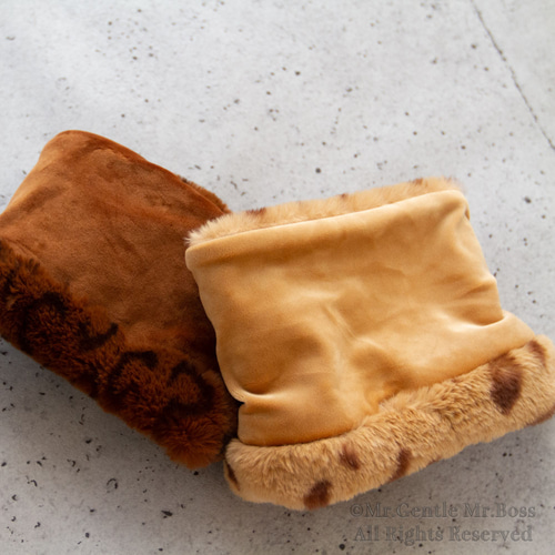 エコーファー☆Beige☆レオパード柄 ネックウォーマー 犬服 ペット服