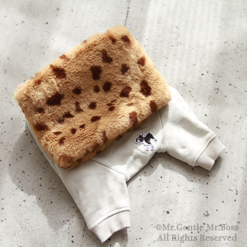 エコーファー☆Beige☆レオパード柄 ネックウォーマー 犬服 ペット服